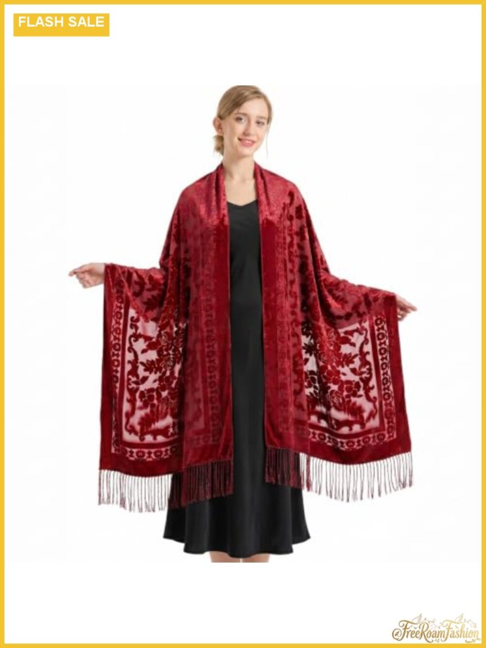 Velvet Shawl Wrap for Evening Dresses Formal Fringe Wrap
